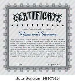 Grey Diploma template or certificate template. With background. Modern design. Detailed. 