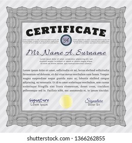 Grey Diploma template or certificate template. Beauty design. With complex background. Customizable, Easy to edit and change colors. 