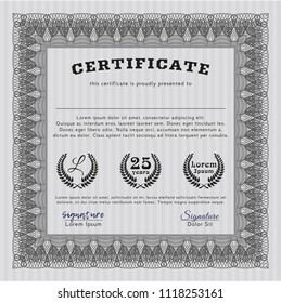 Grey Diploma template or certificate template. Complex background. Nice design. Customizable, Easy to edit and change colors. 