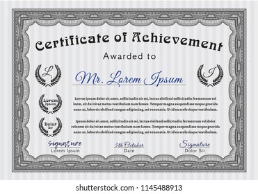 Grey Diploma template or certificate template. Complex background. Money Pattern design. Customizable, Easy to edit and change colors. 