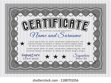Grey Diploma template or certificate template. With complex background. Customizable, Easy to edit and change colors. Money Pattern. 