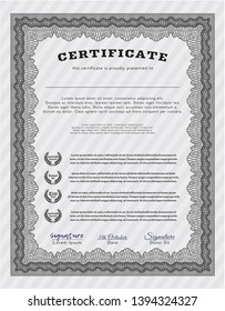 Grey Diploma template or certificate template. With complex background. Lovely design. Detailed. 