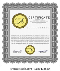 Grey Diploma template or certificate template. Customizable, Easy to edit and change colors. Easy to print. Money Pattern design. 