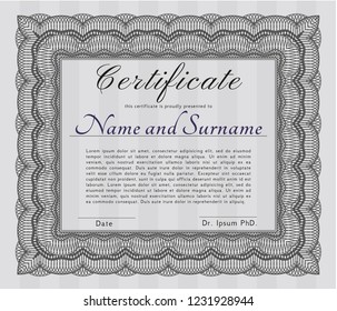 Grey Diploma template or certificate template. Customizable, Easy to edit and change colors. Easy to print. Elegant design. 