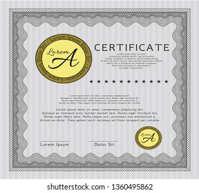 Grey Diploma template or certificate template. Customizable, Easy to edit and change colors. With great quality guilloche pattern. Superior design. 