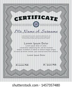 Grey Diploma template or certificate template. Customizable, Easy to edit and change colors. With linear background. Elegant design. 