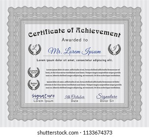 Grey Diploma template or certificate template. Detailed. Easy to print. Excellent design. 
