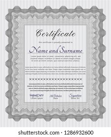 Grey Diploma template or certificate template. Detailed. With guilloche pattern. Nice design. 