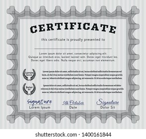 Grey Diploma template or certificate template. Detailed. With guilloche pattern. Perfect design. 