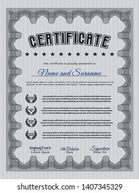 Grey Diploma template or certificate template. Detailed. With background. Elegant design. 