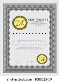 Grey Diploma template or certificate template. Easy to print. Customizable, Easy to edit and change colors. Artistry design. 