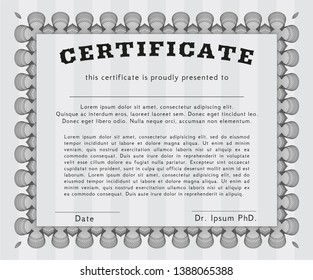 Grey Diploma template or certificate template. Easy to print. Detailed. Modern design. 