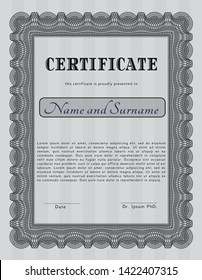 Grey Diploma template or certificate template. Easy to print. Retro design. Detailed. 