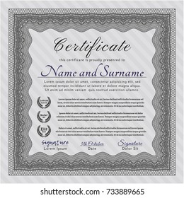 Grey Diploma template or certificate template. Elegant design. With quality background. Customizable, Easy to edit and change colors. 