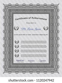 Grey Diploma template or certificate template. With great quality guilloche pattern. Customizable, Easy to edit and change colors. Modern design. 