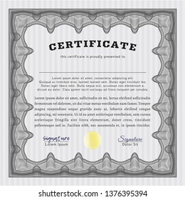 Grey Diploma template or certificate template. With great quality guilloche pattern. Customizable, Easy to edit and change colors. Sophisticated design. 