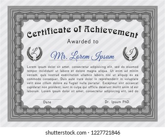 Grey Diploma template or certificate template. With guilloche pattern and background. Customizable, Easy to edit and change colors. Superior design. 