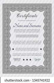 Grey Diploma template or certificate template. With guilloche pattern and background. Customizable, Easy to edit and change colors. Good design. 