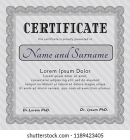 Grey Diploma template or certificate template. With linear background. Excellent design. Customizable, Easy to edit and change colors. 