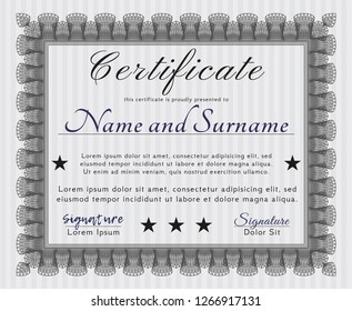 Grey Diploma template or certificate template. With linear background. Customizable, Easy to edit and change colors. Money Pattern design. 