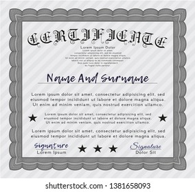 Grey Diploma template or certificate template. With linear background. Elegant design. Customizable, Easy to edit and change colors. 