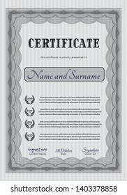 Grey Diploma template or certificate template. With linear background. Customizable, Easy to edit and change colors. Money Pattern design. 