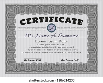 Grey Diploma template or certificate template. Modern design. Vector illustration. With quality background. 