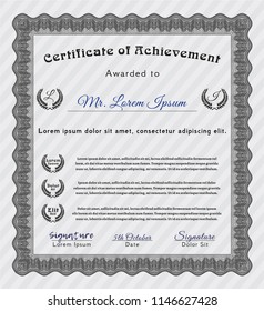 Grey Diploma template or certificate template. Money style design. With background. Customizable, Easy to edit and change colors. 