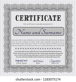 Grey Diploma template or certificate template. Money Pattern. Detailed. With complex background. 