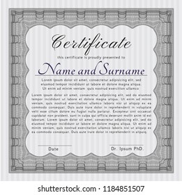 Grey Diploma template or certificate template. Money Pattern design. Customizable, Easy to edit and change colors. With complex linear background. 