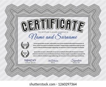Grey Diploma template or certificate template. Money Pattern. With background. Vector illustration. 