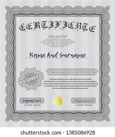 Grey Diploma template or certificate template. Money style design. With quality background. Customizable, Easy to edit and change colors. 