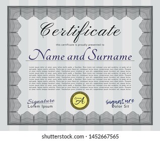Grey Diploma template or certificate template. Money Pattern. Customizable, Easy to edit and change colors. With quality background. 
