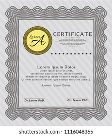 Grey Diploma template or certificate template. Perfect design. Detailed. With complex background. 