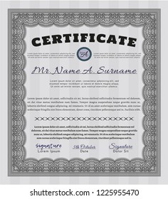 Grey Diploma template or certificate template. Perfect design. Customizable, Easy to edit and change colors. Complex background. 