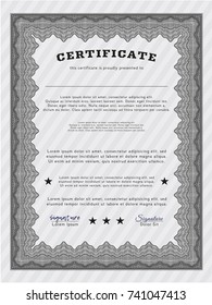 Grey Diploma template or certificate template. Perfect design. Detailed. Printer friendly. 