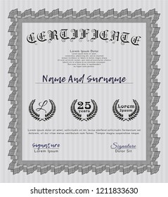 Grey Diploma template or certificate template. Printer friendly. Detailed. Sophisticated design. 