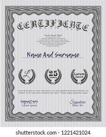 Grey Diploma template or certificate template. Printer friendly. Nice design. Detailed. 