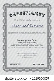 Grey Diploma template or certificate template. Printer friendly. Lovely design. Vector illustration. 
