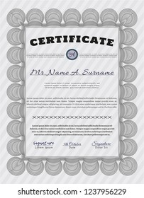 Grey Diploma template or certificate template. With quality background. Customizable, Easy to edit and change colors. Retro design. 