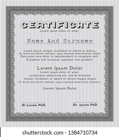 Grey Diploma template or certificate template. With quality background. Money style design. Detailed. 