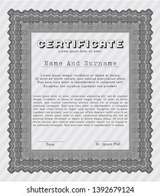 Grey Diploma template or certificate template. With quality background. Detailed. Nice design. 