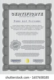 Grey Diploma template or certificate template. With quality background. Customizable, Easy to edit and change colors. Money Pattern design. 