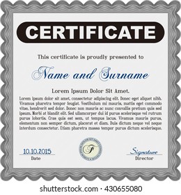 Grey Diploma template or certificate template. With quality background. Vector pattern that is used in money and certificate. Beauty design. 