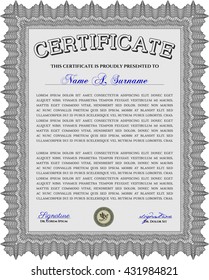 Grey Diploma template or certificate template. Vector pattern that is used in money and certificate. With quality background. Artistry design. 
