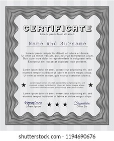Grey Diploma template. Complex background. Elegant design. Vector illustration. 