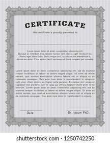 Grey Diploma template. Complex background. Detailed. Artistry design. 