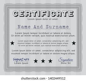 Grey Diploma template. Complex background. Money style design. Customizable, Easy to edit and change colors. 