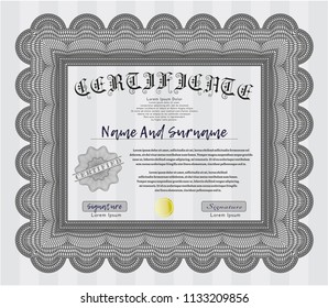 Grey Diploma template. Cordial design. With guilloche pattern and background. Customizable, Easy to edit and change colors. 