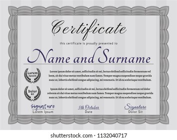 Grey Diploma template. Customizable, Easy to edit and change colors. With quality background. Artistry design. 
